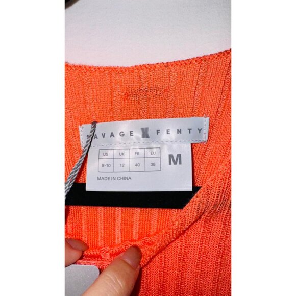 Savage Fenty Bodycon Maxi Dress Womens Medium Orange Knit Sleeveless Round Neck - Picture 7 of 16